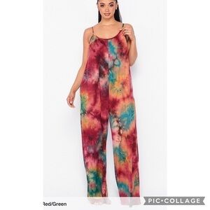 Beautiful Tie Dyed Jumper…Berry Red, Gold & Green
